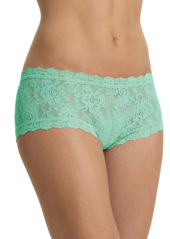 Mint Sprig Green Signature Lace® Boyshort - Front Side On Model | Hanky Panky