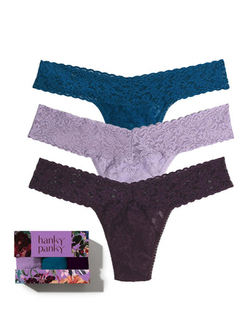 Jewel Box 3 Pack Signature Lace® Low Rise Thongs In Printed Box