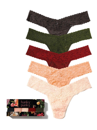 Golden Hour 5 Pack Signature Lace® Low Rise Thongs In Printed Box