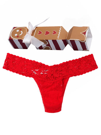Signature Lace® Low Rise Thong Holiday Cracker Sweet Red