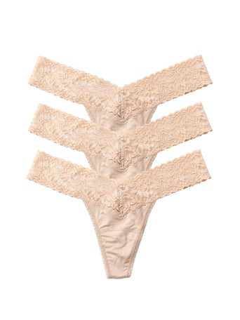 Chai DreamEase™ Low Rise Thong 3-Pack - Flat Lay on White | Hanky Panky