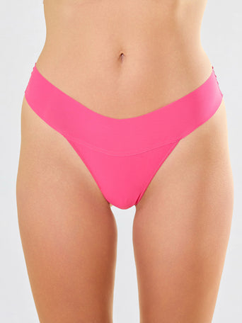 Provocative Pink BreatheSoft™ Natural Rise Thong - Front View On Model | Hanky Panky