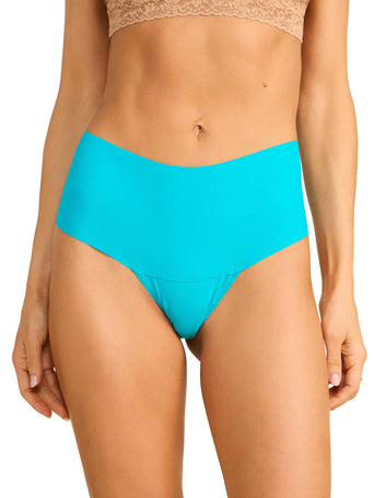 Fresh Teal Blue BreatheSoft™ High Rise Thong - Front View, No Panty Lines | Hanky Panky