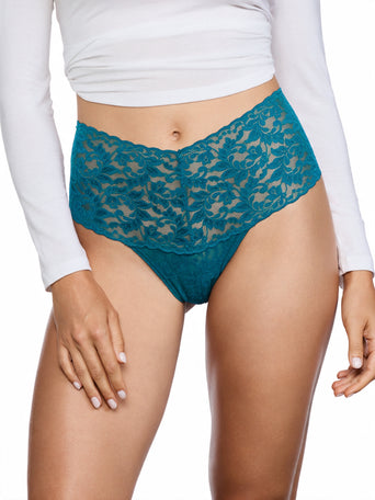 Retro Lace Thong Hot Teal Blue