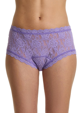 Signature Lace® Leakproof Boyshort Love Potion Purple - Front View On Model | Hanky Panky