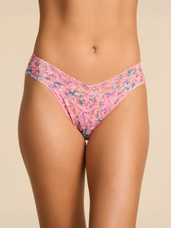 Printed Signature Lace® V-Kini Blushing Blooms Pink - Front View On Model | Hanky Panky