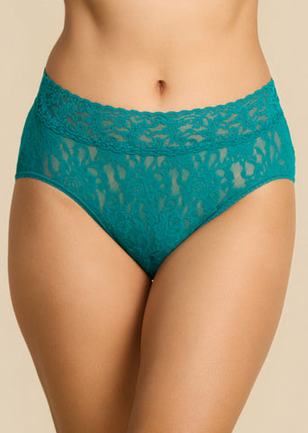 Dark Teal Signature Lace® French Brief - Front View, High-Rise Stretch Lace | Hanky Panky