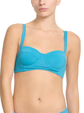 Tahiti Teal Underwire Balconette Bikini Swimsuit Top - Front View On Model | Hanky Panky