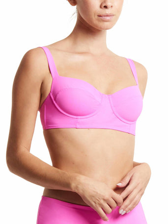 Unapologetic Pink Underwire Balconette Bikini Swim Top - On Model Side Angle | Hanky Panky