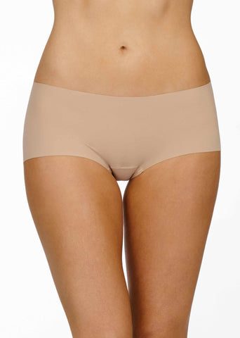 Taupe BreatheSoft™ Boyshort - Front On Model, Second-Skin Seamless Microfiber Boyshort | Hanky Panky