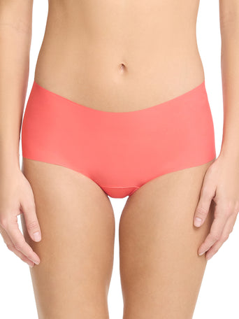 Coral Reef Pink BreatheSoft™ Boyshort - Front View On Model, Seamless Microfiber | Hanky Panky
