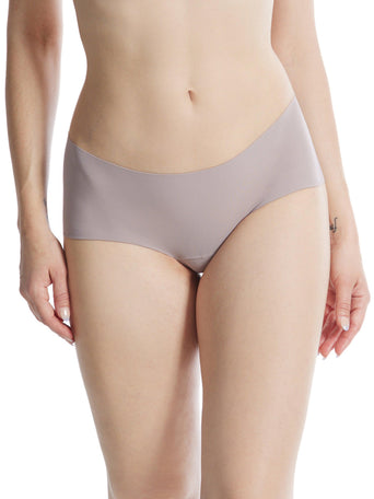 Evening Grey BreatheSoft™ Boyshort - Front On-Model, Seamless Microfiber No Panty Lines | Hanky Panky