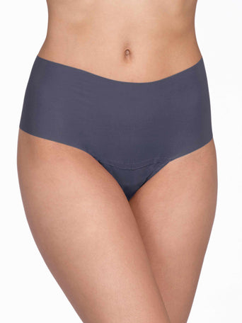 Granite Grey BreatheSoft™ High Rise Thong - Front View, Seamless No VPL | Hanky Panky