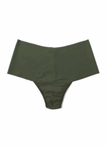 Pine Tree Green BreatheSoft™ High Rise Thong - Flat Lay Front View | Hanky Panky