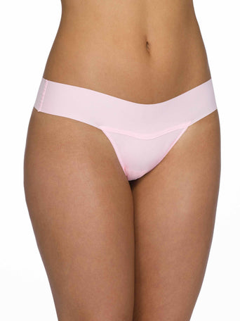 Bliss Pink BreatheSoft™ Natural Rise Thong - Front View, Seamless Breathable Thong | Hanky Panky