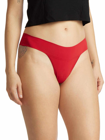 Cherryade Red BreatheSoft™ Natural Rise Thong - Front On-Model View | Hanky Panky