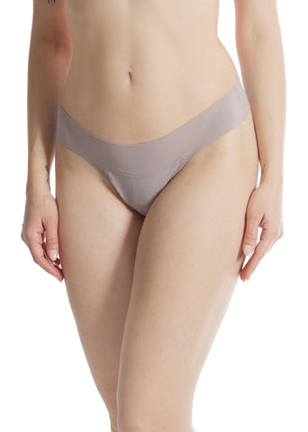 BreatheSoft™ Natural Rise Thong Evening Grey - On Model Front View, seamless microfiber grey thong | Hanky Panky