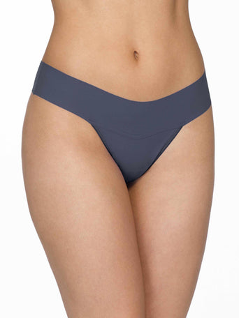 Granite Grey BreatheSoft™ Natural Rise Thong - Front On-Model, Seamless Moisture-Wicking Microfiber | Hanky Panky