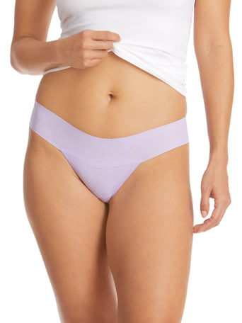 Wisteria Purple BreatheSoft™ Natural Rise Thong - Front On-Model View | Hanky Panky