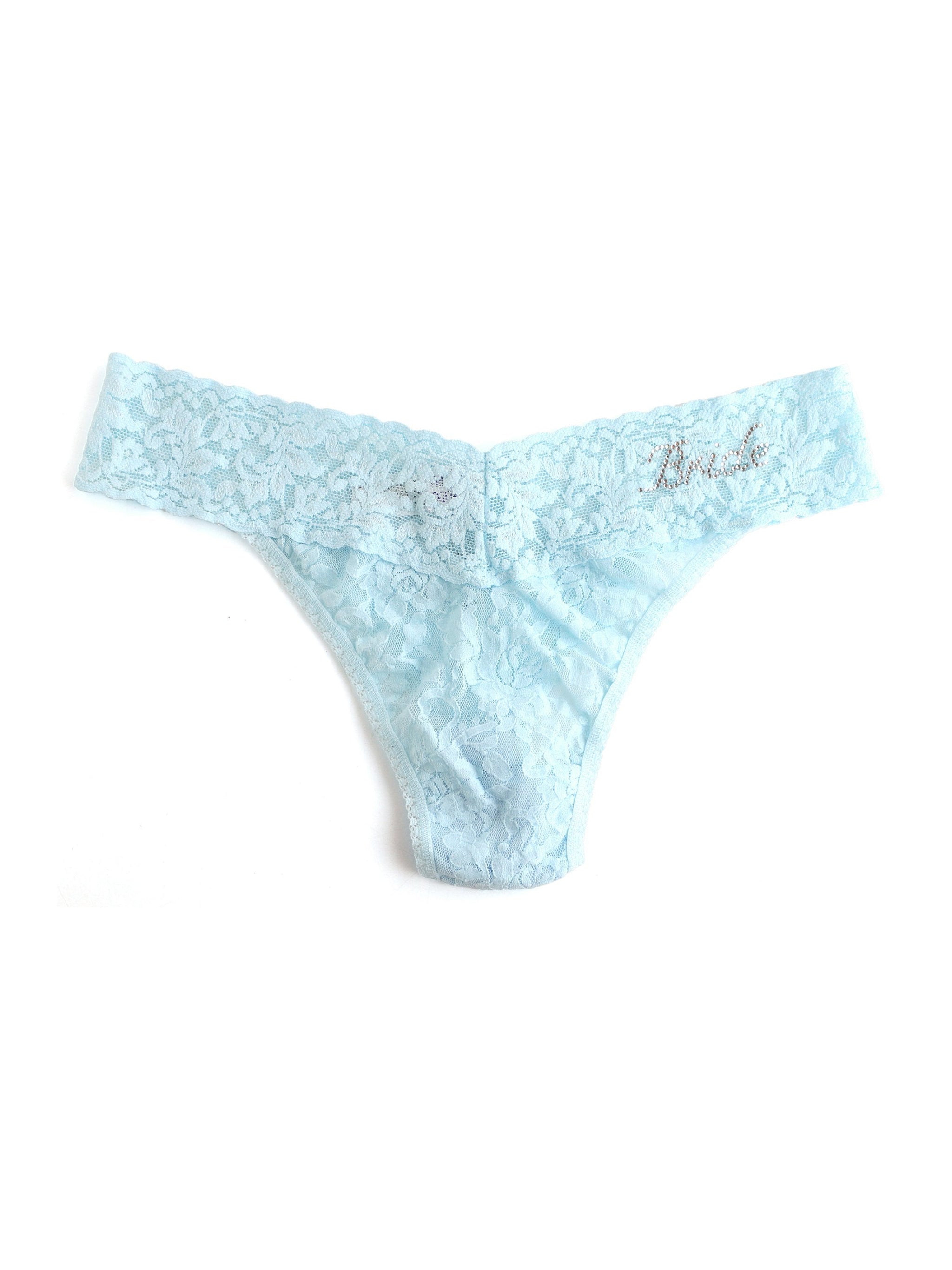 Bride Crystal Signature Lace Original Rise Thong-CELESTE-CLEAR CRYSTALS-Hanky Panky