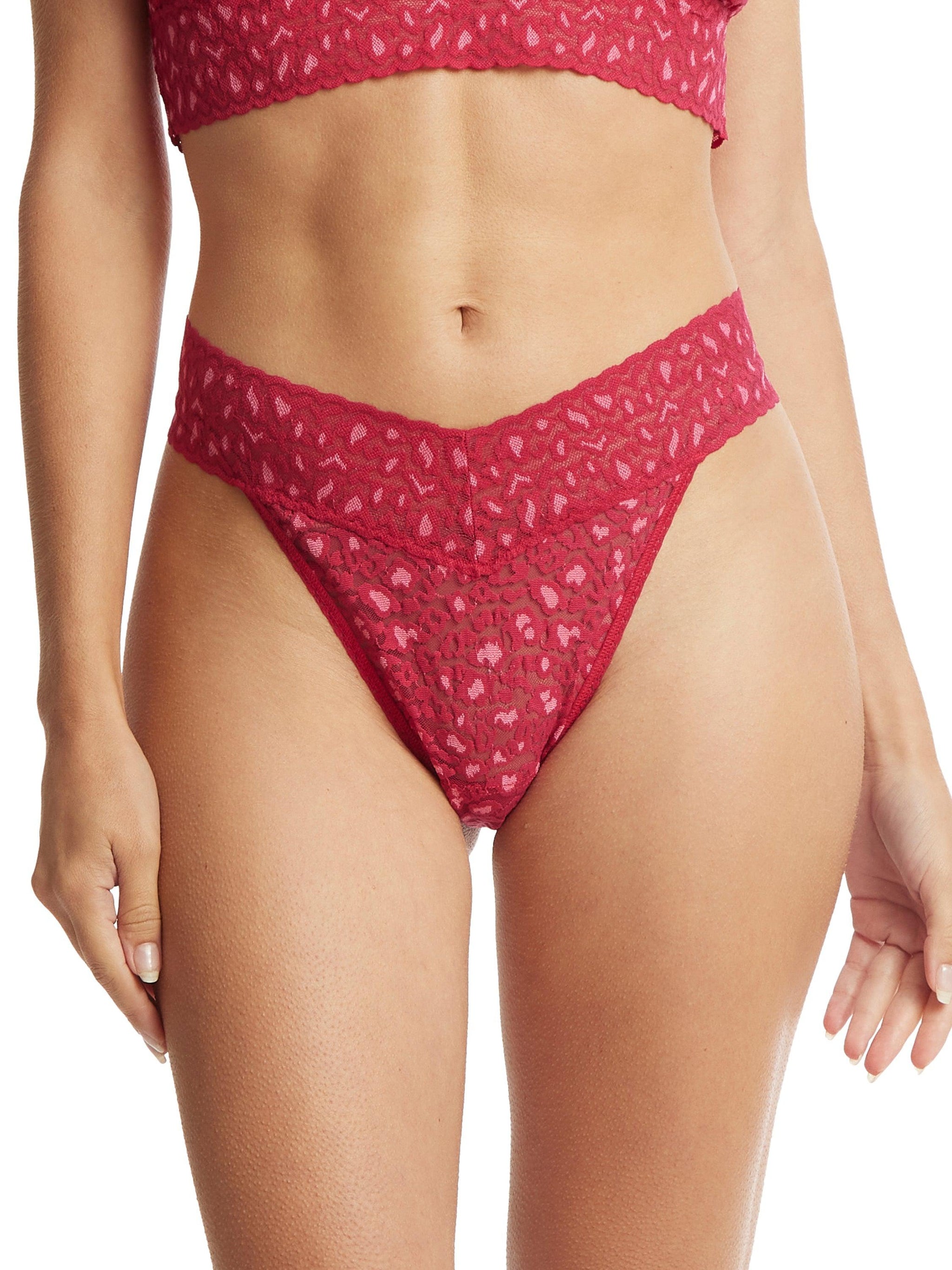 Cross-Dyed Leopard Original Rise Thong Berry Sangria Sale