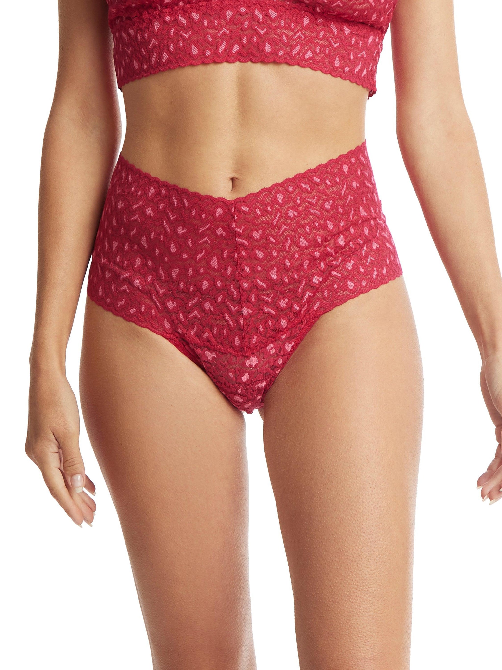 Cross-Dyed Leopard Retro Thong Berry Sangria Sale