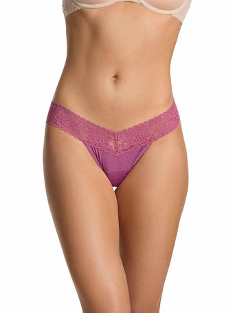 DreamEase™ Low Rise Thong California Raisin Purple - Front View On Model | Hanky Panky