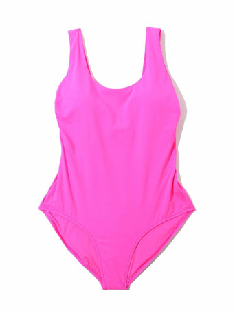 Unapologetic Pink Scoop Neck One Piece Pink Swimsuit - Flat Lay | Hanky Panky