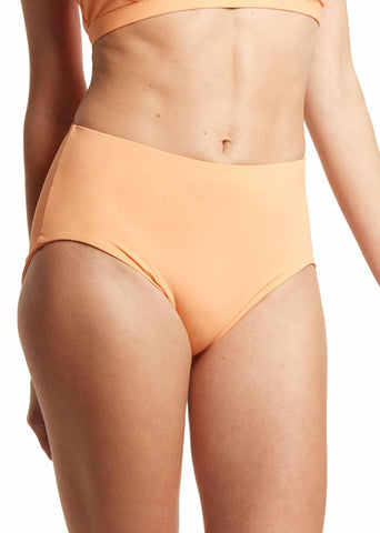 Florence Orange French Brief Swimsuit Bottom Front On-Model, High Rise Two Piece Swim Bottom | Hanky Panky