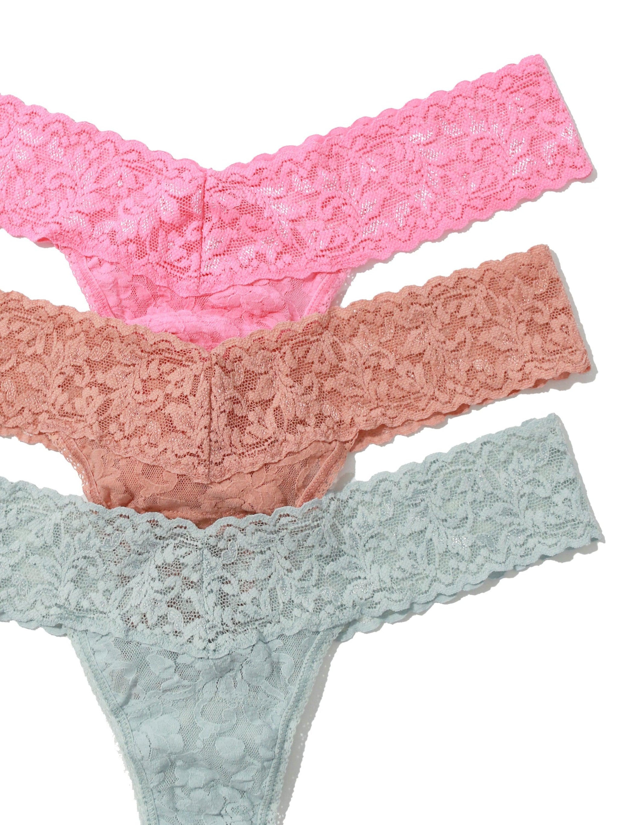 Holiday 3 Pack Signature Lace Low Rise Thongs Sale