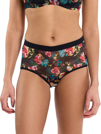 Botanic Romantic Floral Mesh Boyshort Panty - Front On Model | Hanky Panky