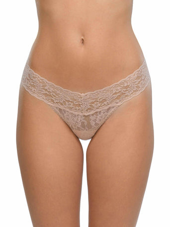 Chai Petite Size Signature Lace® Low Rise Thong - Front On-Model View | Hanky Panky