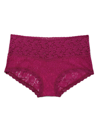 From The Vine Red Plus Retro Lace Boyshort - Flat Lay Front View | Hanky Panky
