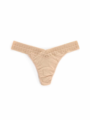 Chai DreamEase™ Plus Size Thong with Lace Trim - Flat Lay Front View | Hanky Panky