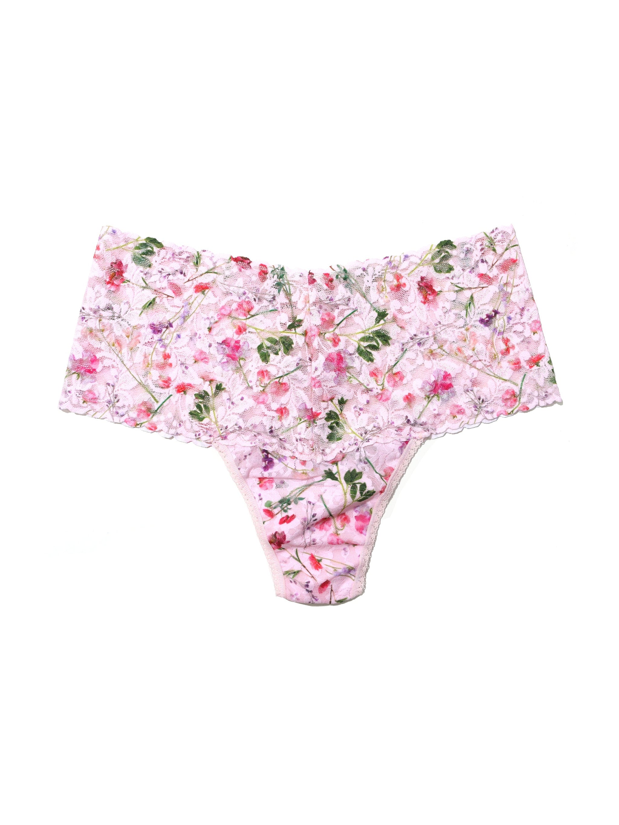 Plus Size Printed Retro Lace Thong Rise And Vines Sale