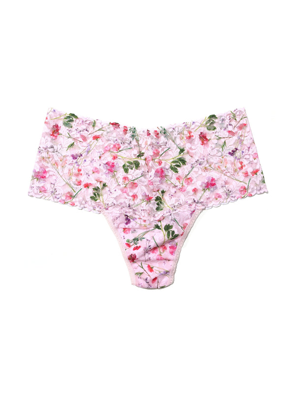 Plus Size Printed Retro Lace Thong Rise And Vines Sale