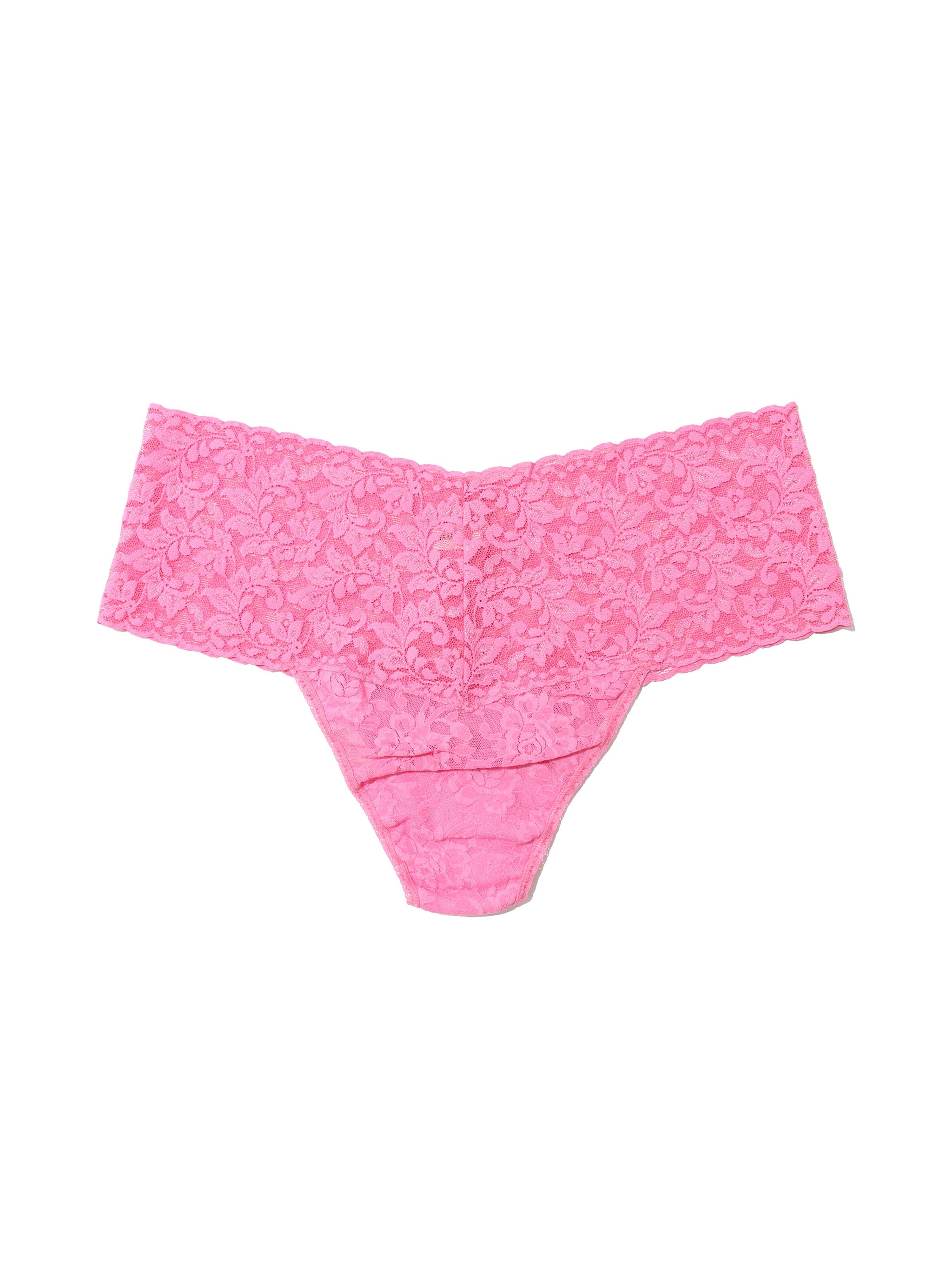 Plus Size Retro Lace Thong Taffy Pink
