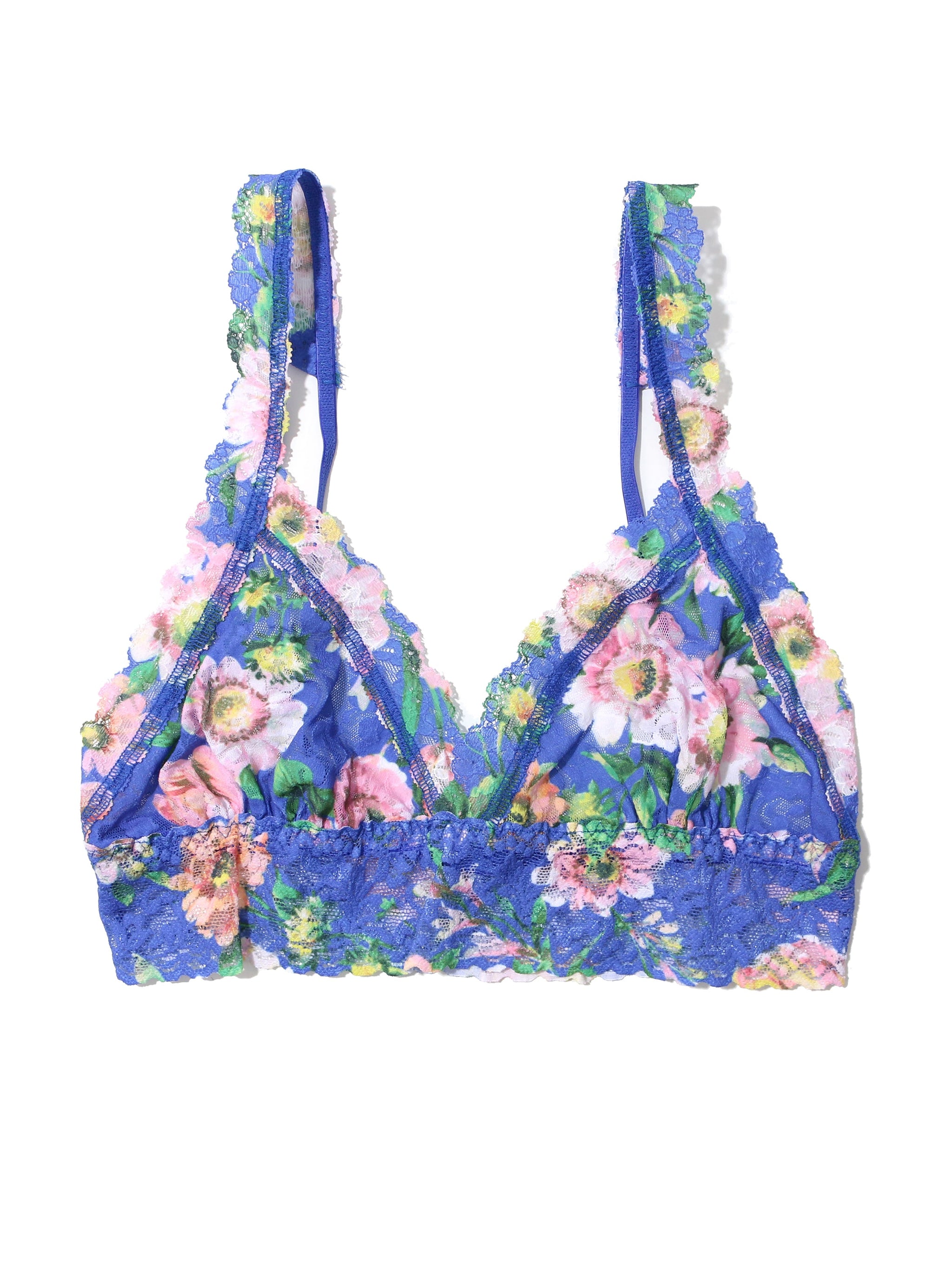 Printed Signature Lace Crossover Bralette Happy Place