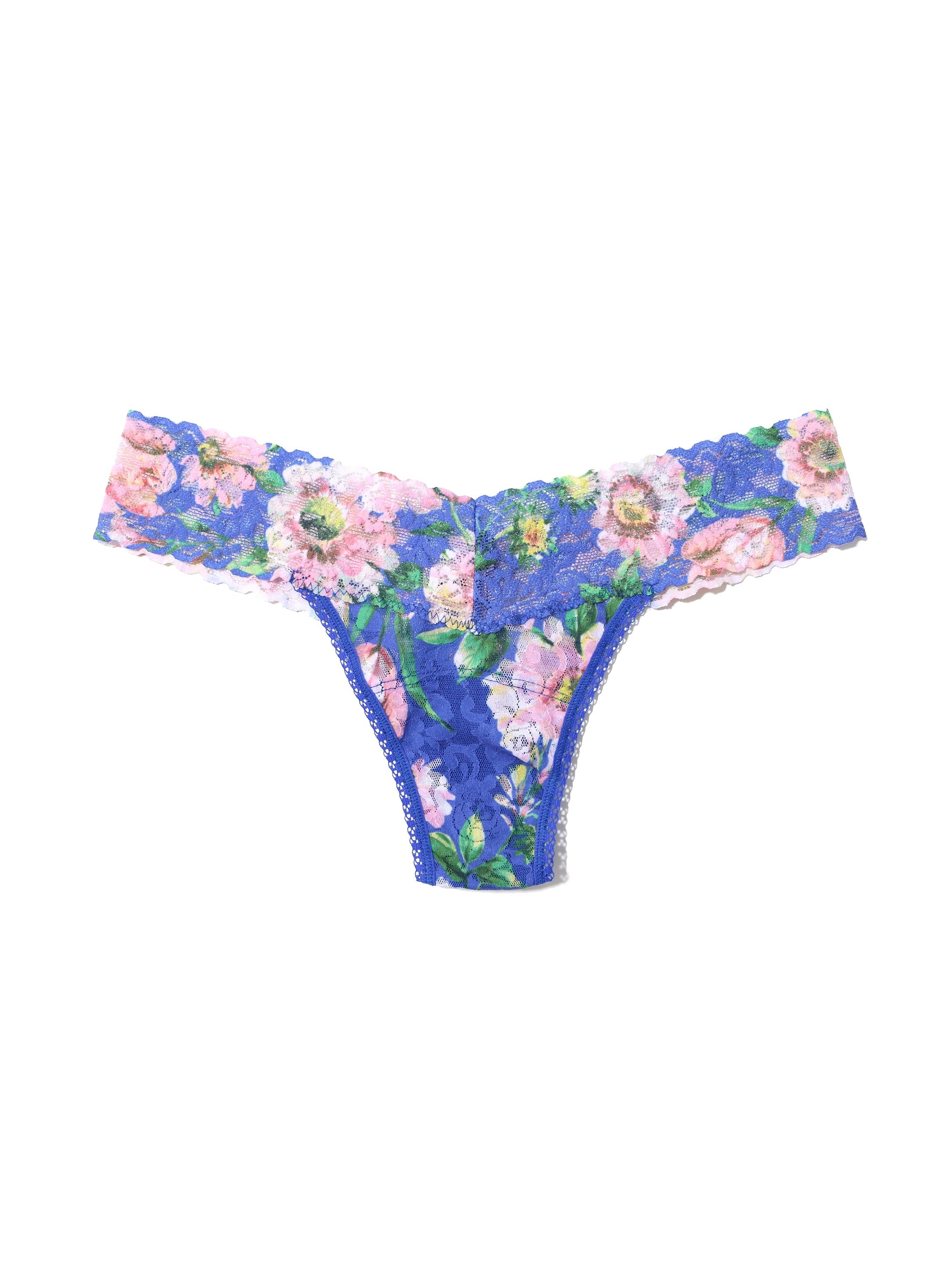 Printed Signature Lace Low Rise Thong Happy Place