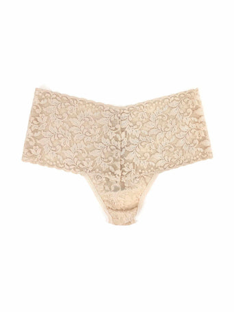 Chai Retro Lace Thong, High Rise Wide Waistband - Front Flat Lay | Hanky Panky
