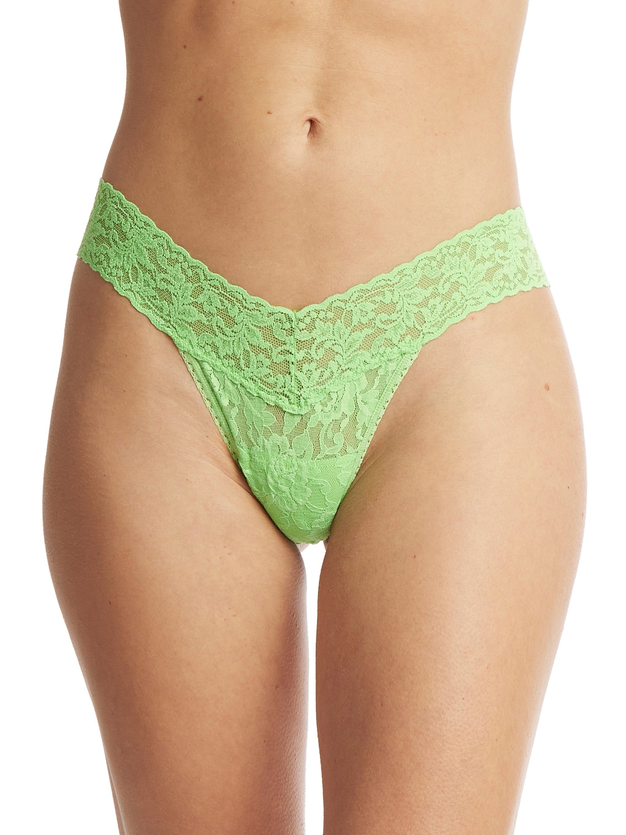 Signature Lace Low Rise Thong Kiwi Punch Green