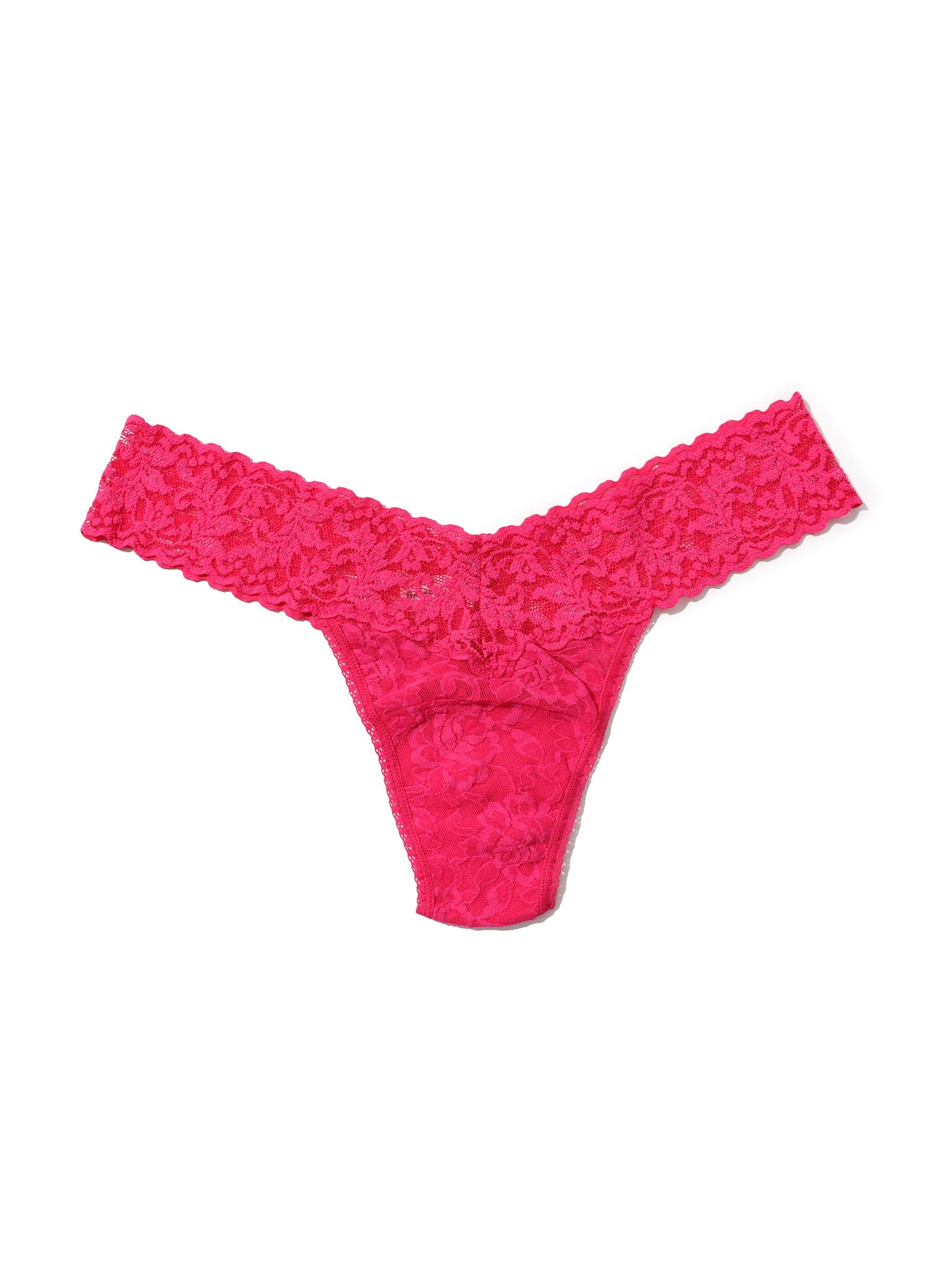 Signature Lace Low Rise Thong Morning Glory Pink