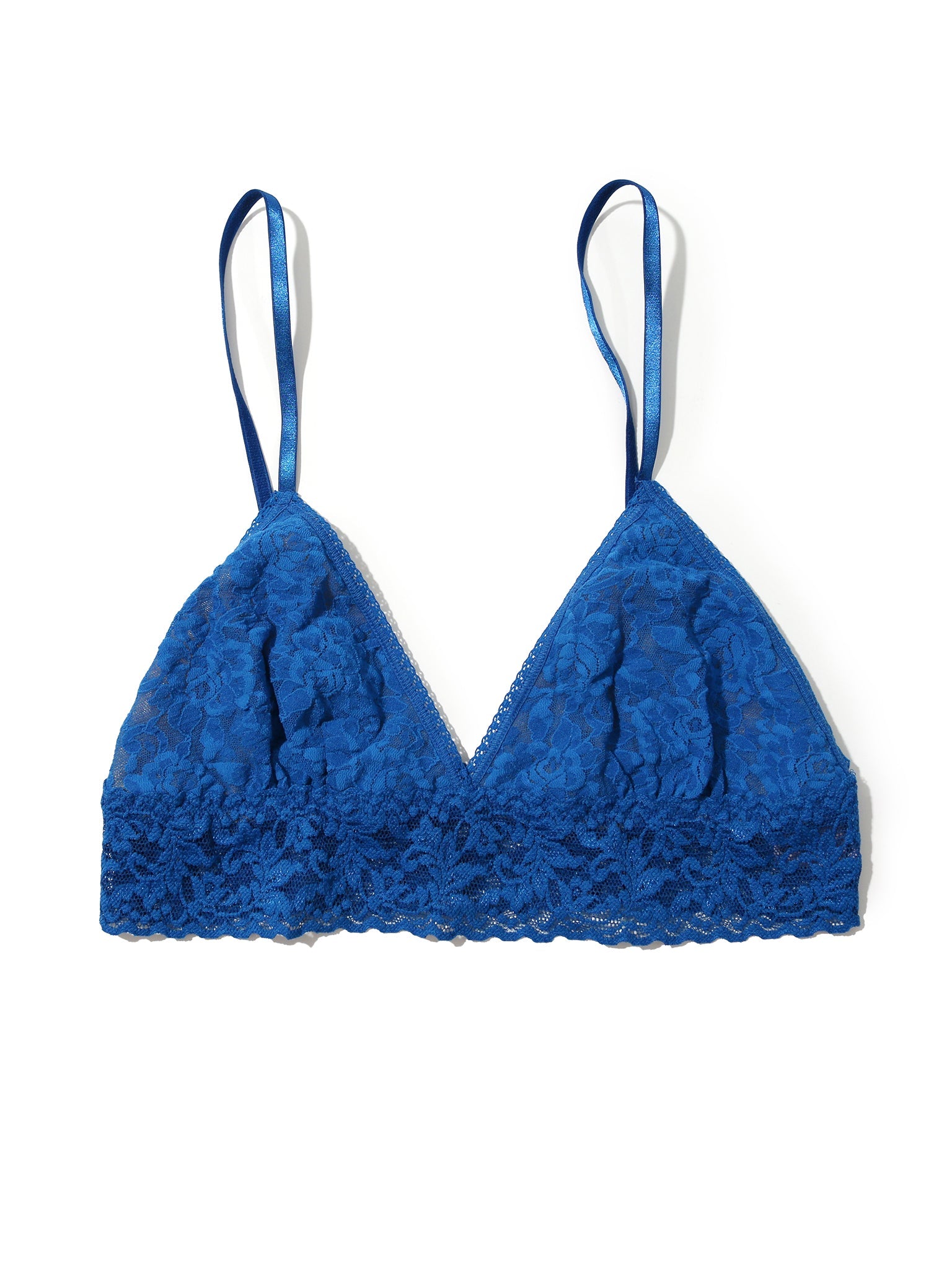 Signature Lace Padded Triangle Bralette Deep Dive Blue