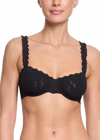 Signature Lace® Black Balconette Bra - Front View On Model | Hanky Panky