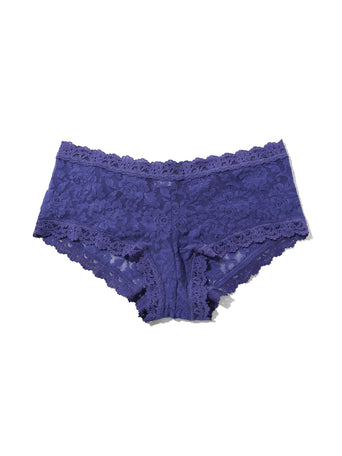 Deep Sleep Blue Signature Lace® Boyshort - Flat Lay Front Detail, Scalloped Lace Edge | Hanky Panky