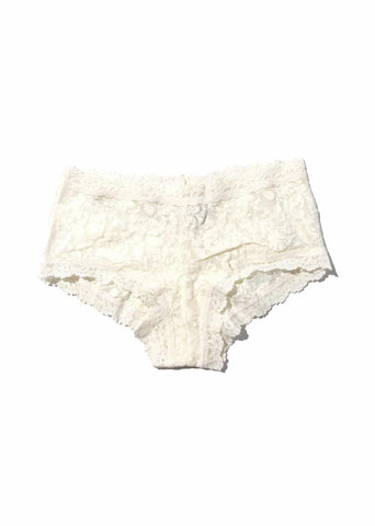 Marshmallow Signature Lace® Boyshort, floral lace mid-rise cheeky panty - Flat Lay | Hanky Panky