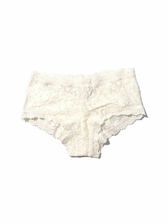 Marshmallow Signature Lace® Boyshort, floral lace mid-rise cheeky panty - Flat Lay | Hanky Panky