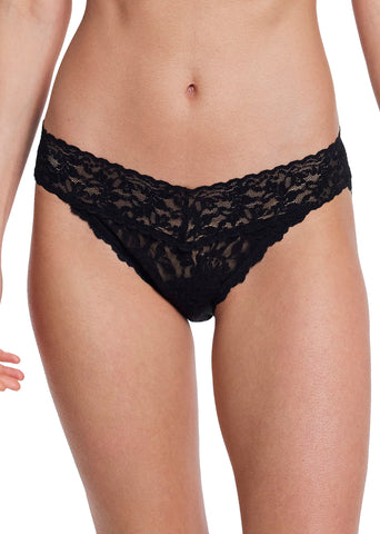 Black Signature Lace® Leakproof V-Kini - Front View On Model | Hanky Panky