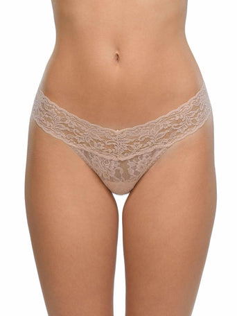Chai Signature Lace® Low Rise Thong - Front On-Model View, Comfortable Lace Thong | Hanky Panky