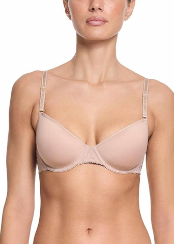 Chai Signature Lace® T-Shirt Bra - Front On-Model, Smooth Molded Cup & Lace Wing Detail | Hanky Panky